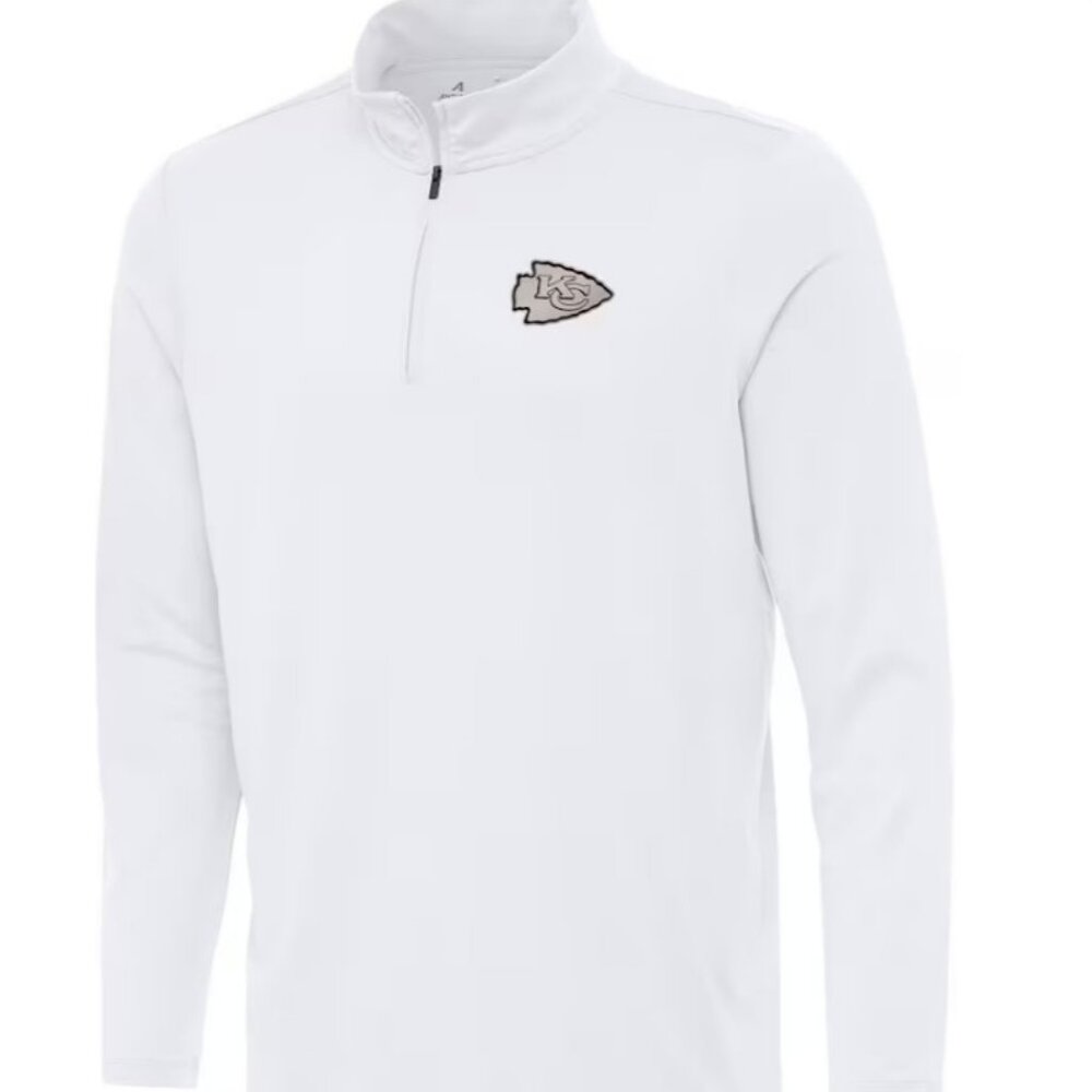 Men's Kansas City Chiefs Antigua White Reprocess Quarter-Zip Top